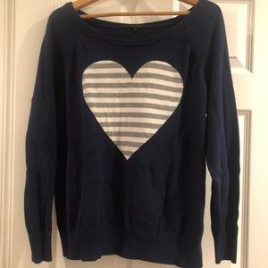 Torrid Womens Crew Neck Pullover Heart Blue Sweater Long Sleeve Size 1